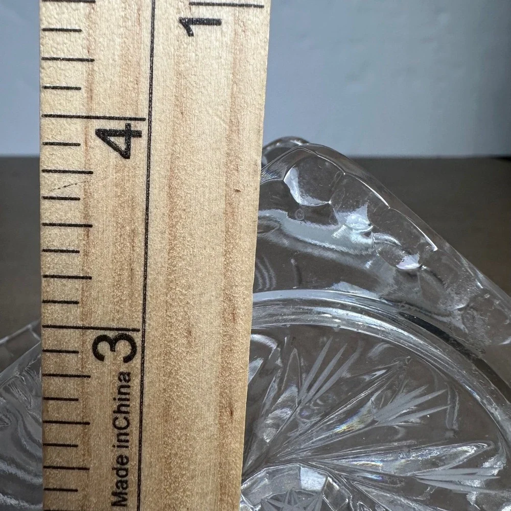 Crystal Glass Napkin/Letter Holder Cut Glass Starburst Design‎ Clear Heavy Duty